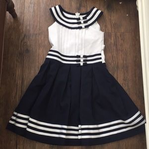 navy and white kids dress